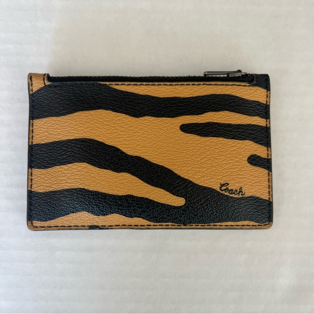 Coach card holder wallet Honey/Black/Red Printed Coated Canvas / Refined Pebble